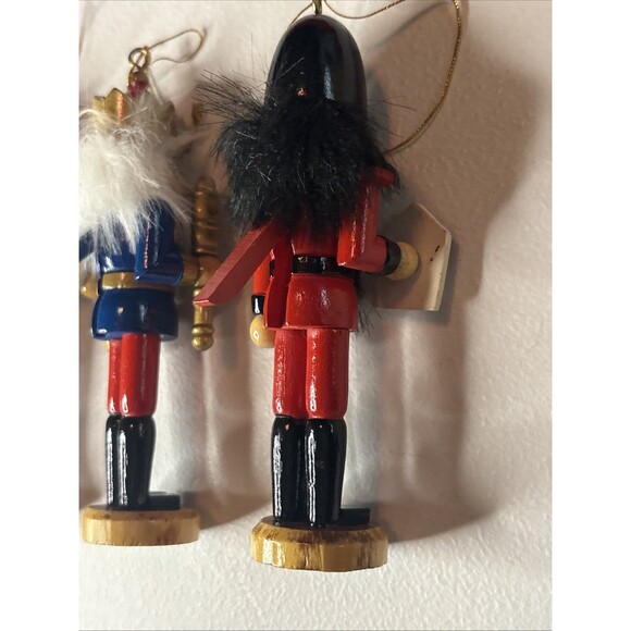Set Of 4 Vintage Wooden Nutcracker Toy Soldier Christmas Ornaments With Beards - Picture 11 of 11